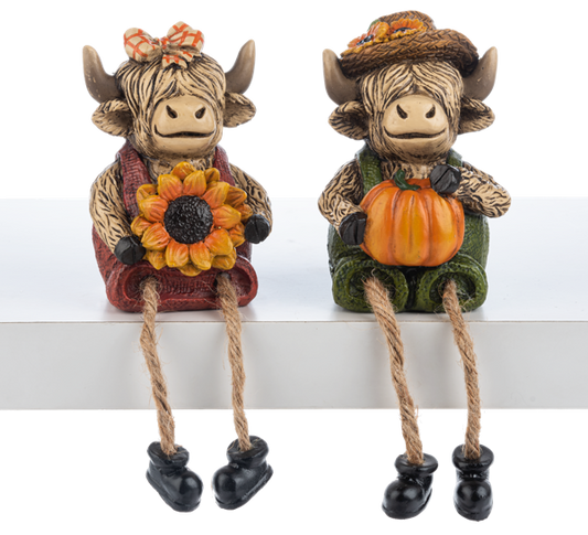 Fall Cow Shelf Sitters - 2 Styles