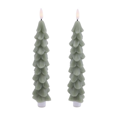 FIA Wick Tree Taper Candles , Green - Set of 2