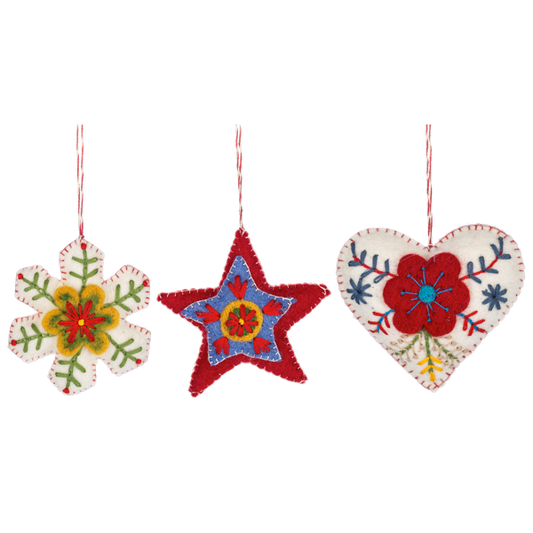 Embroidered Holiday Ornaments- 3 styles