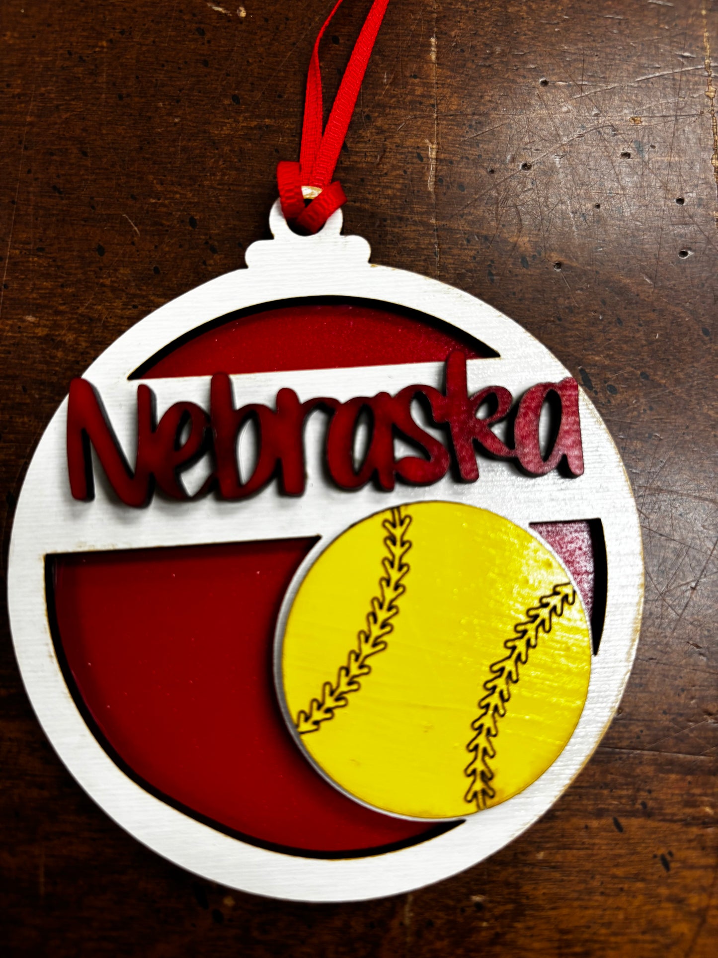 Nebraska Softball Ornament