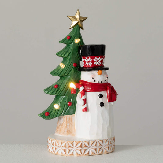 LED Snowman with Tree