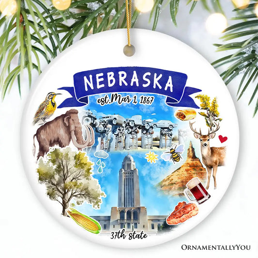 Nebraska State Christmas Ornament