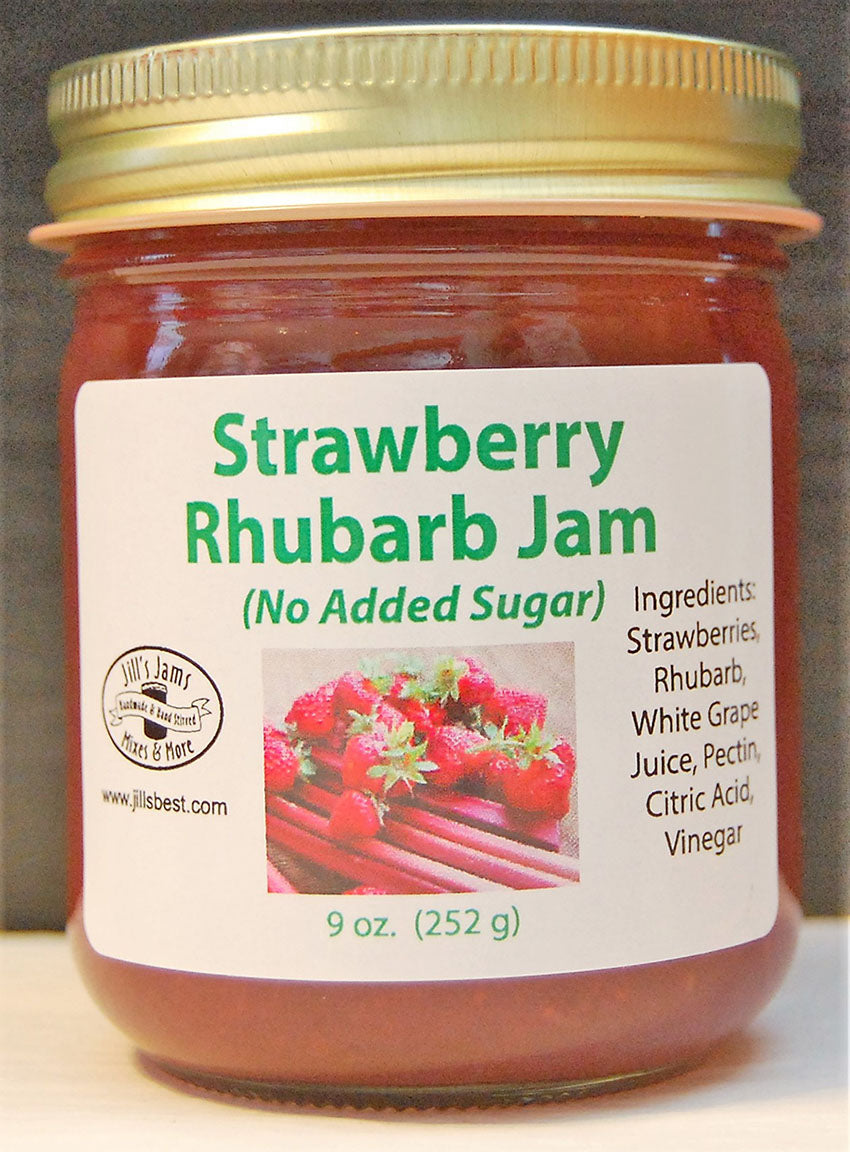Strawberry Rhubarb Jam (No Sugar Added) - 9 oz jar