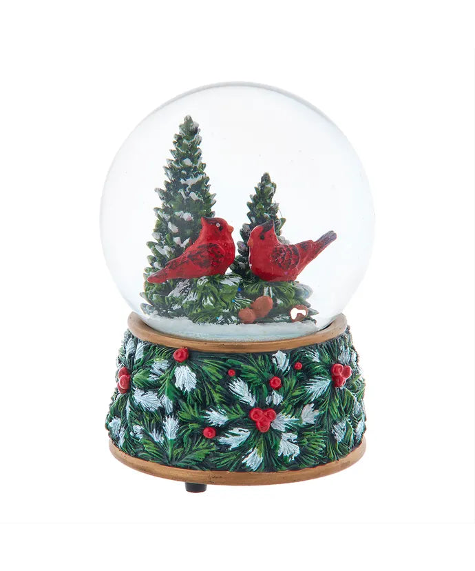 Musical Cardinal with Trees Water Globe