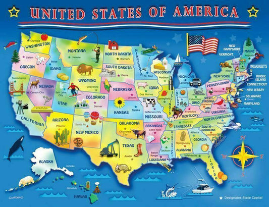 USA Map Puzzle - 60 piece jigsaw