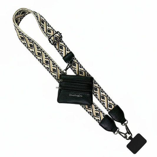 Clip & Go Strap with Zippered Pouch- XOXO Black (Hardware: Silver)