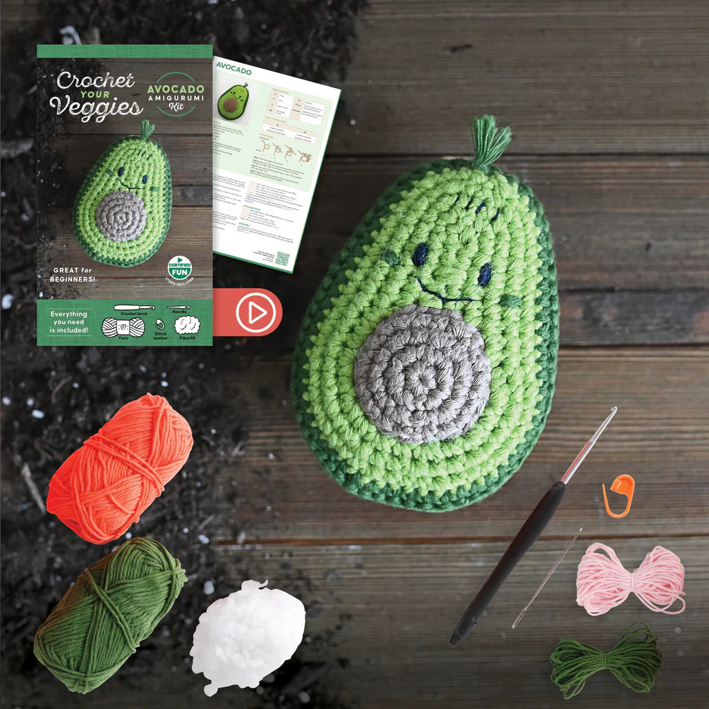 Avocado Crochet Your Veggies Amigurumi Kit