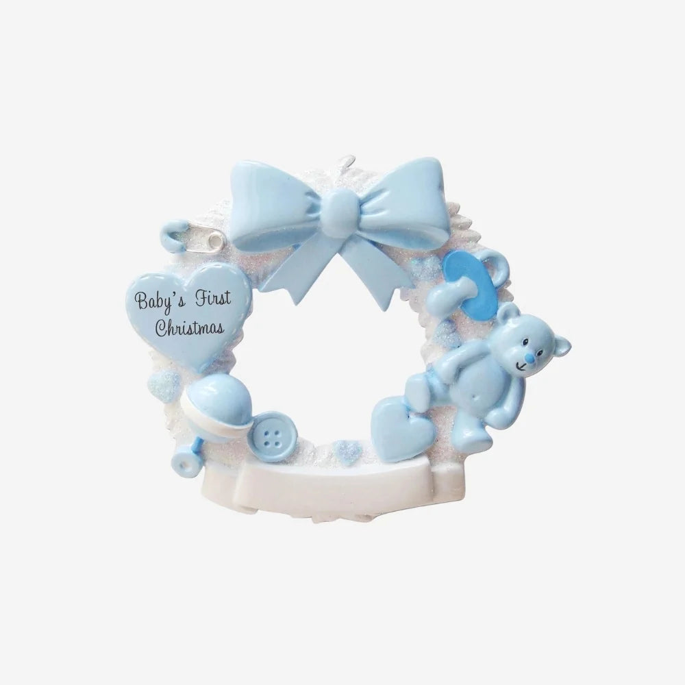 Baby's First Ornament- Baby Boy Wreath