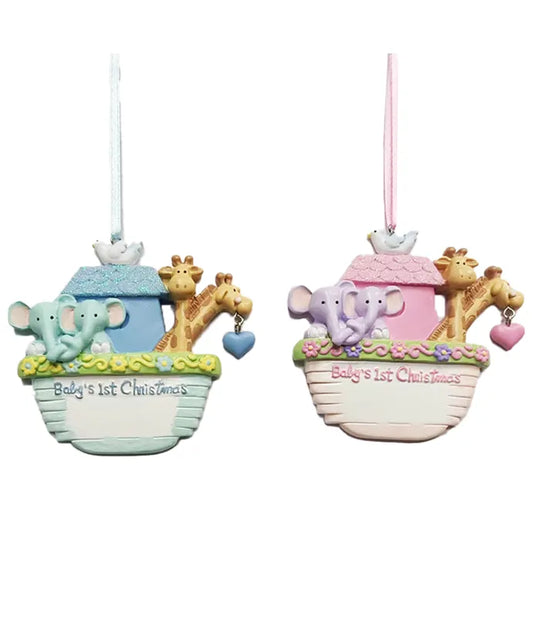 Baby's First Christmas Ark Ornament - boy & girl