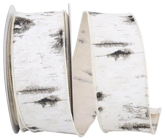 Birch Tree Bark Wired Edge Ribbon