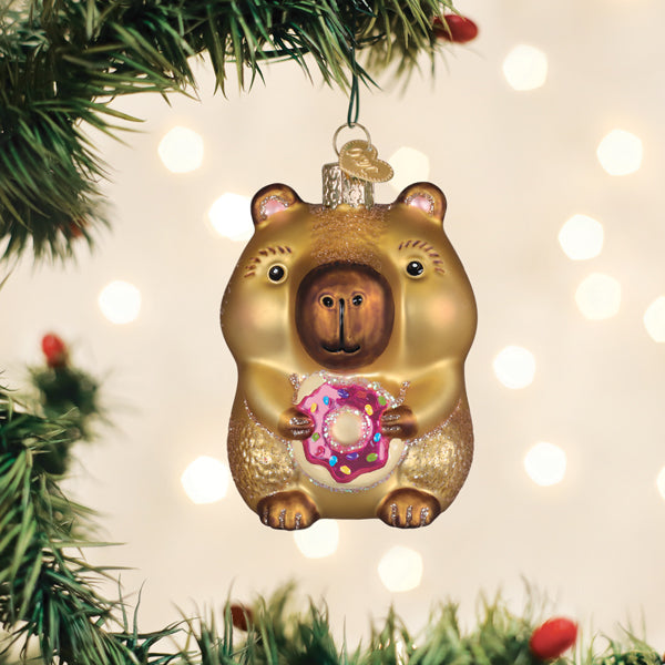 Capybara Eating a Donut Ornament