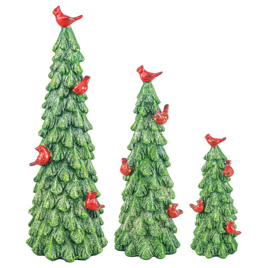 Snowy Cardinal Tabletop Tree - 3 Sizes
