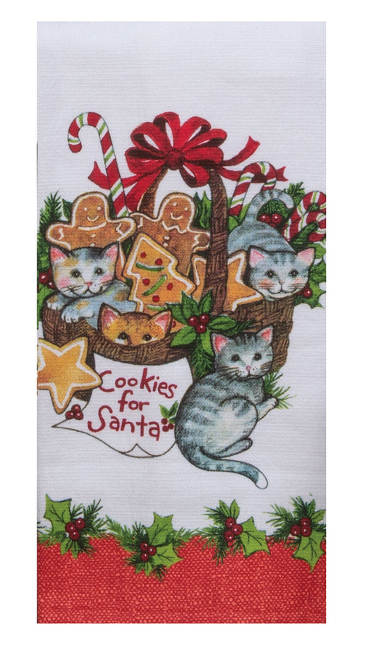 Meowy Christmas Basket Dual Purpose Towel