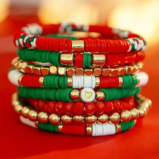 Holiday Stretchy bracelet - set of 8