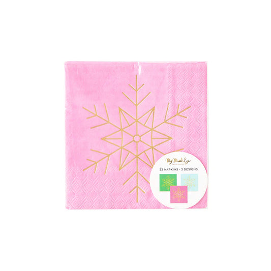 Foiled Snowflake Paper Cocktail Napkins