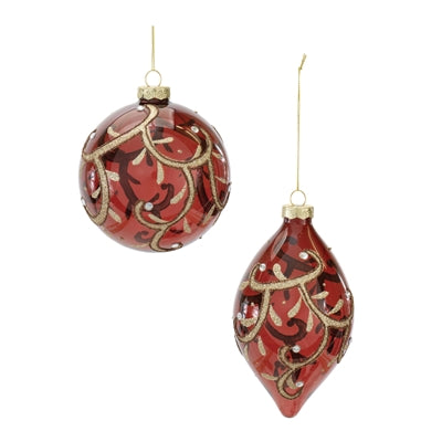 Cranberry/Gold Ornament