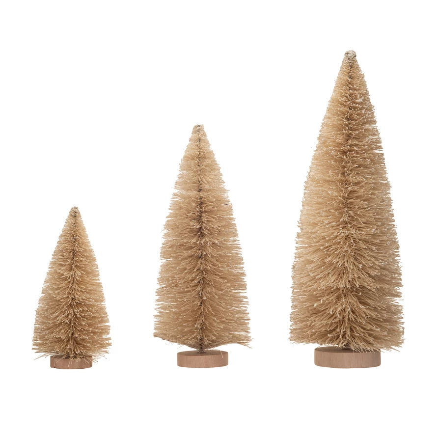 Cream Colored Bottle Brushed Trees - 3 sizes