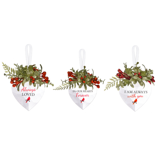Mistletoe Sentiment Heart Ornaments - 3 styles