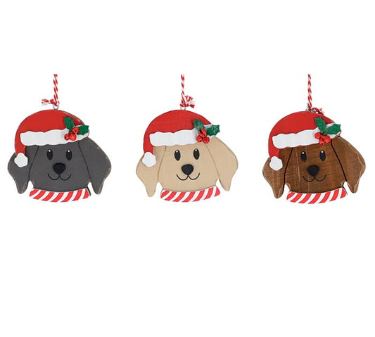 Dog in Santa Hat Ornament