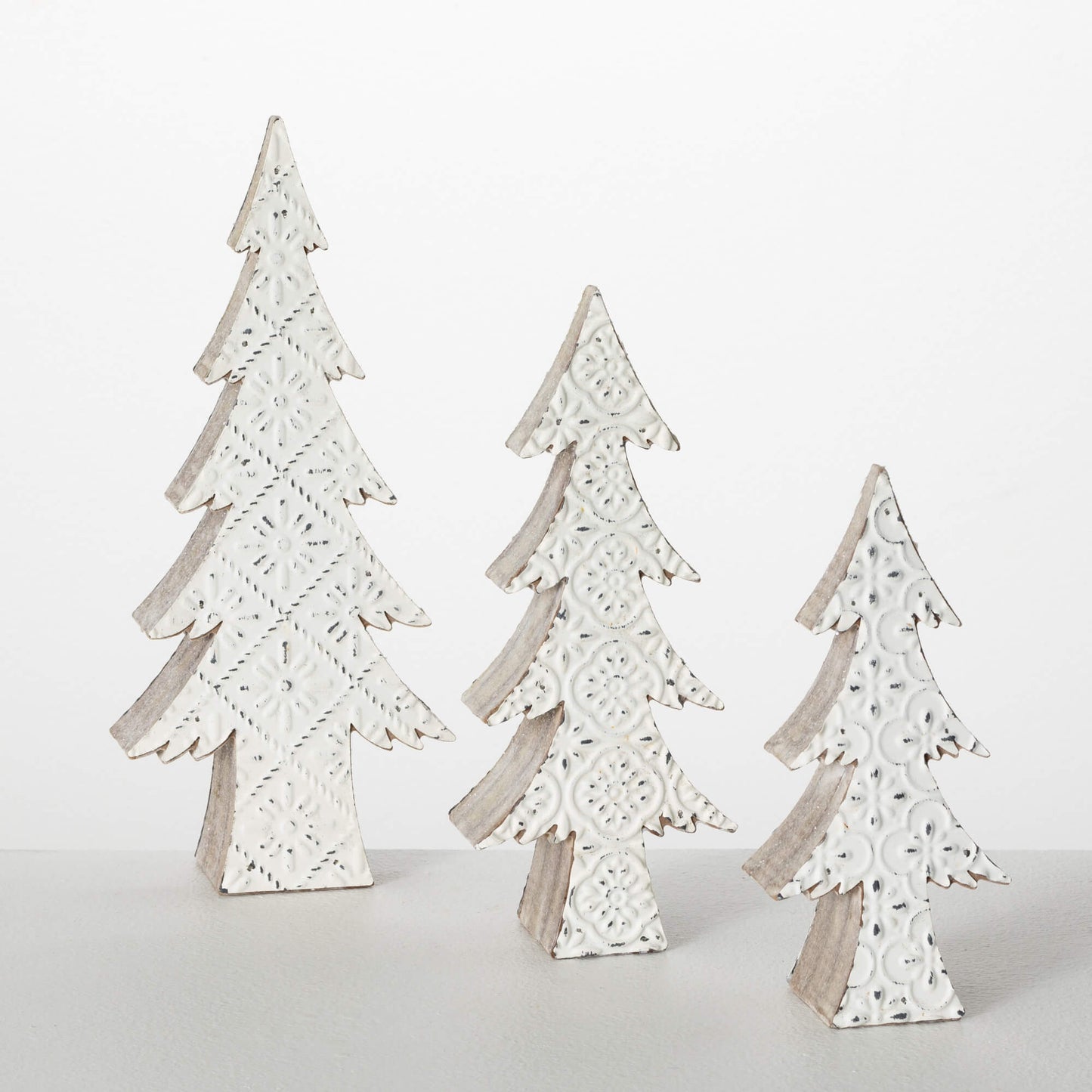 White Embossed Trees - 3 sizes