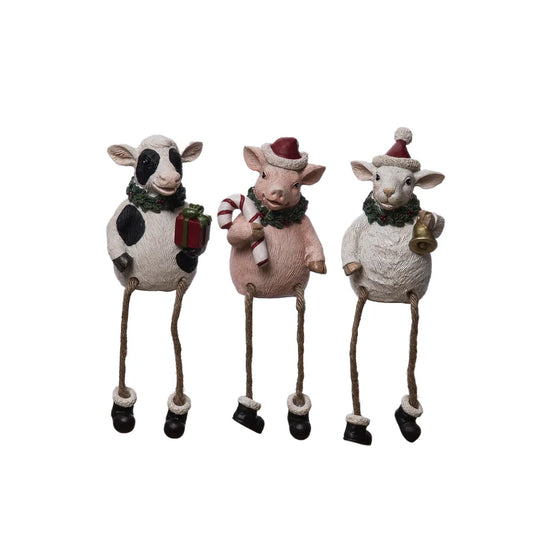 Holiday Farm Animals Shelf Sitters