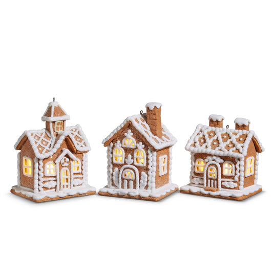 Lighted Gingerbread House Ornaments - 3 styles