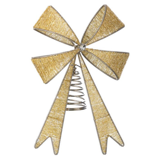 Beaded Bow Tree Topper - Gold