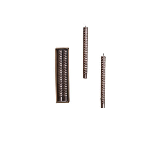 Faceted Taper Candle, Champagne, 10" High