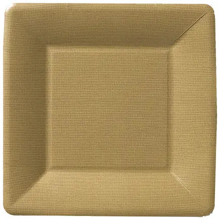 7" Square Paper Plates -Classic Linen Gold