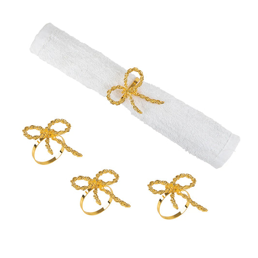 Gold Ribbon Napkin Ring - Set of 4