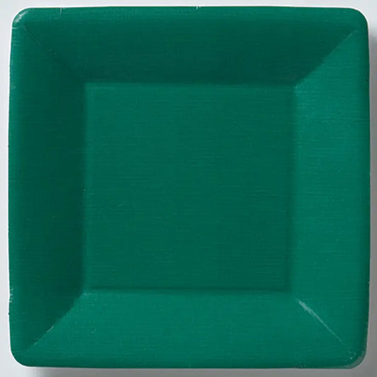 7" Square Paper Plates -Classic Linen Dark Green
