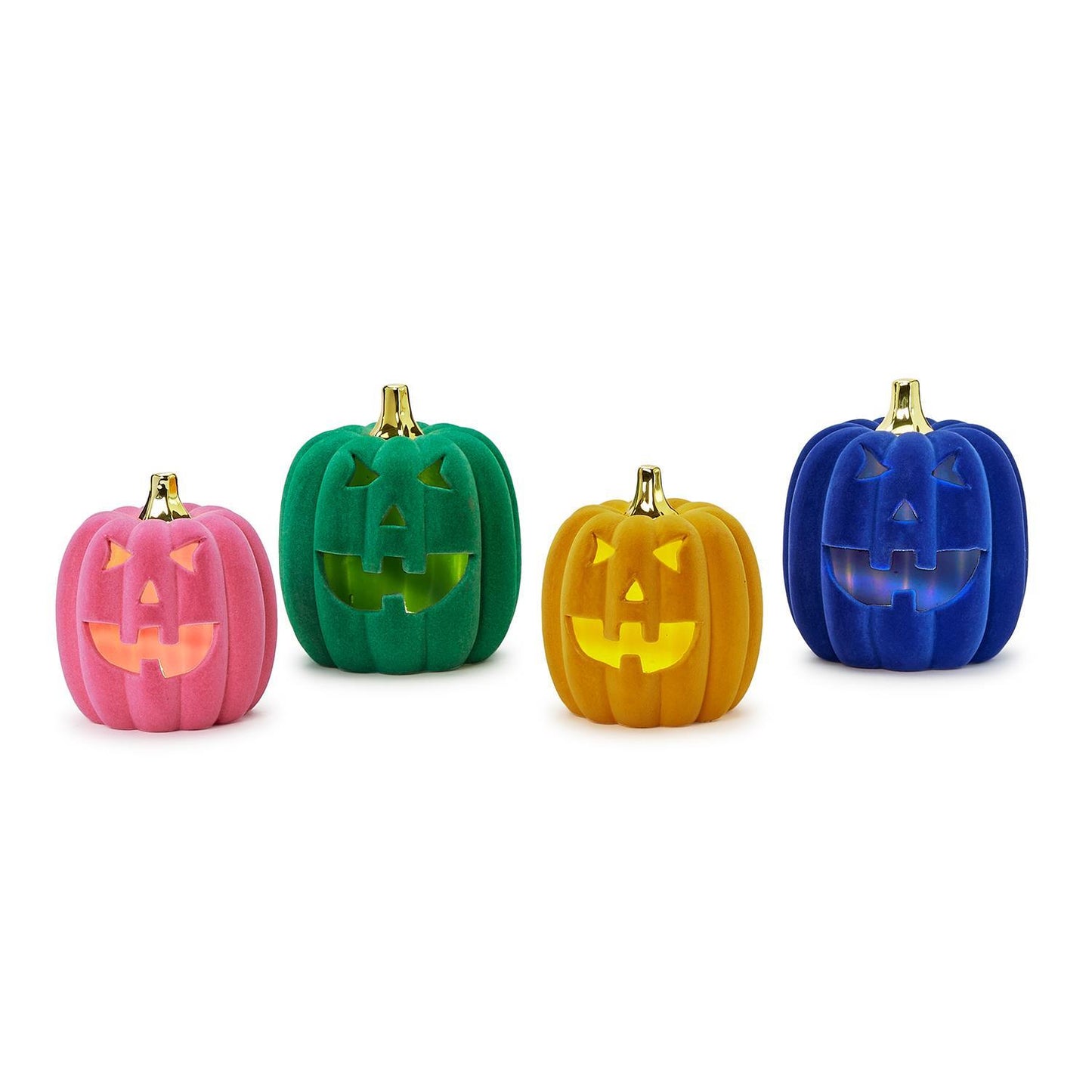 LED Flocked Jack O' Lanterns - 4 Colors, 2 sizes