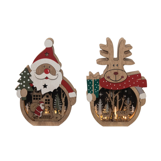 Light Up Laser Cut Santa and Reindeer