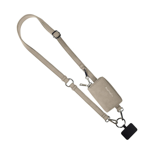 Clip & Go Strap with Pouch Brushed Vegan Leather - Bone (Hardware: Silver)