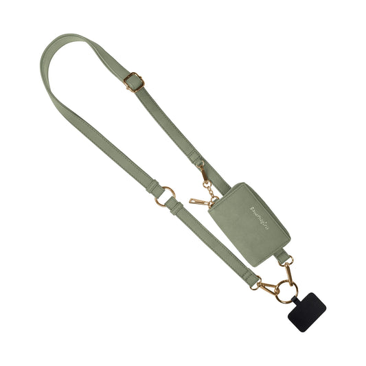 Clip & Go Strap with Pouch Brushed Vegan Leather - Sage (Hardware: Gold)