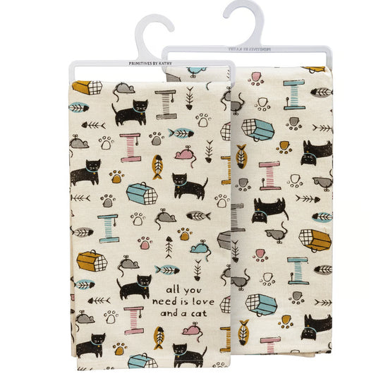 Love and a Cat Kitchen Towel