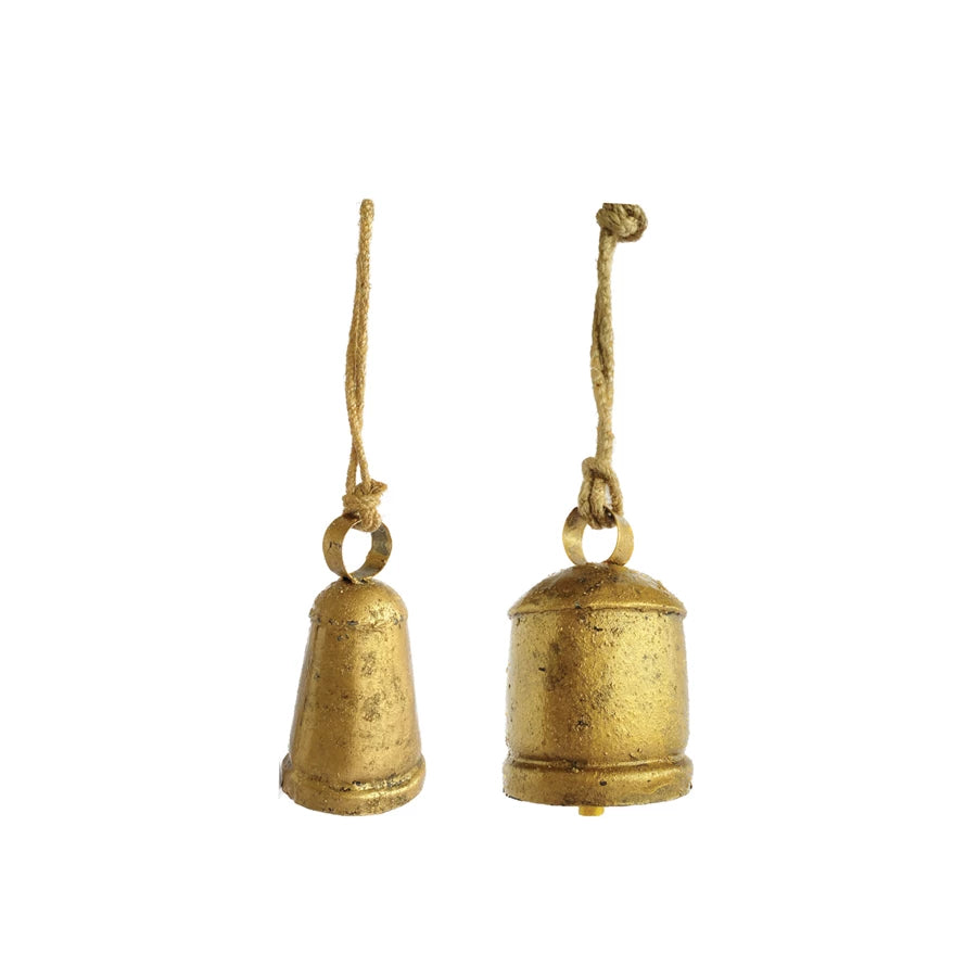 Metal Antique Brass Bell Ornament - 2 styles