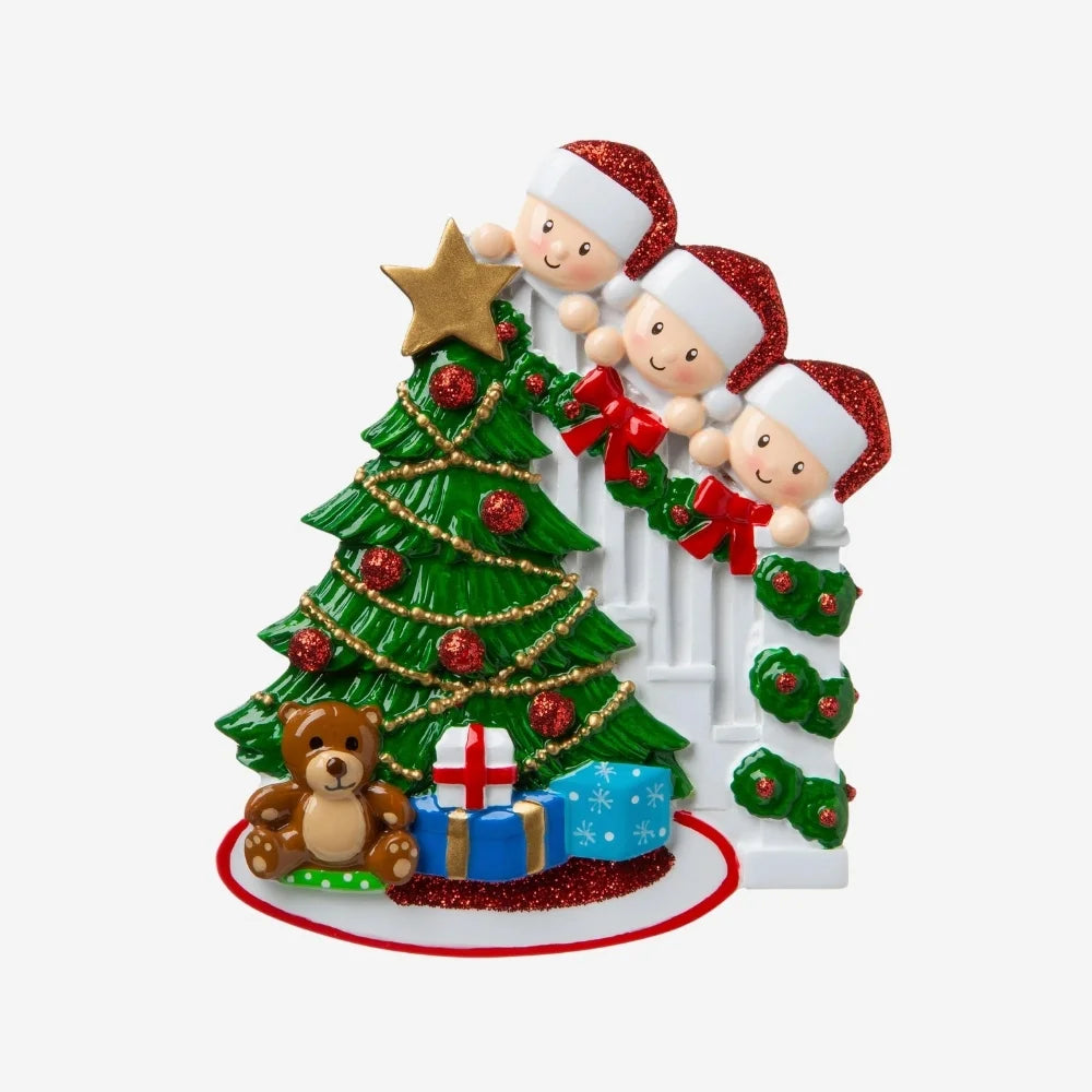 Family Peeking Ornament- 3