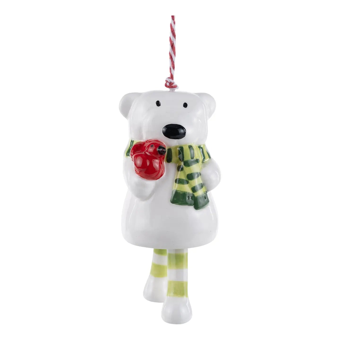 Polar Bear with Red Bird Ornament