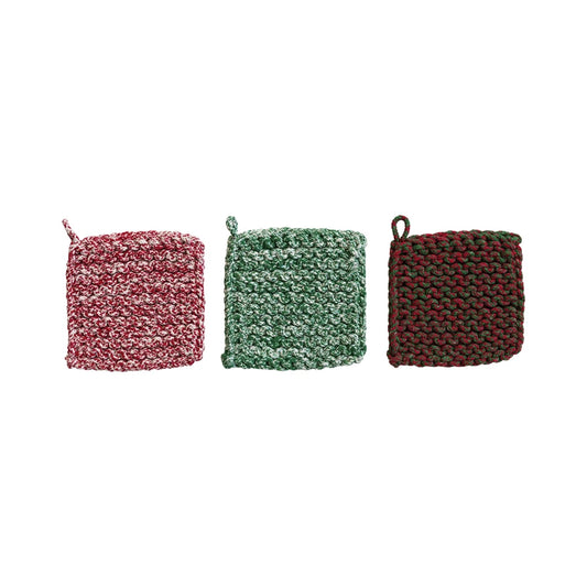Crocheted Pot Holders - 3 colors