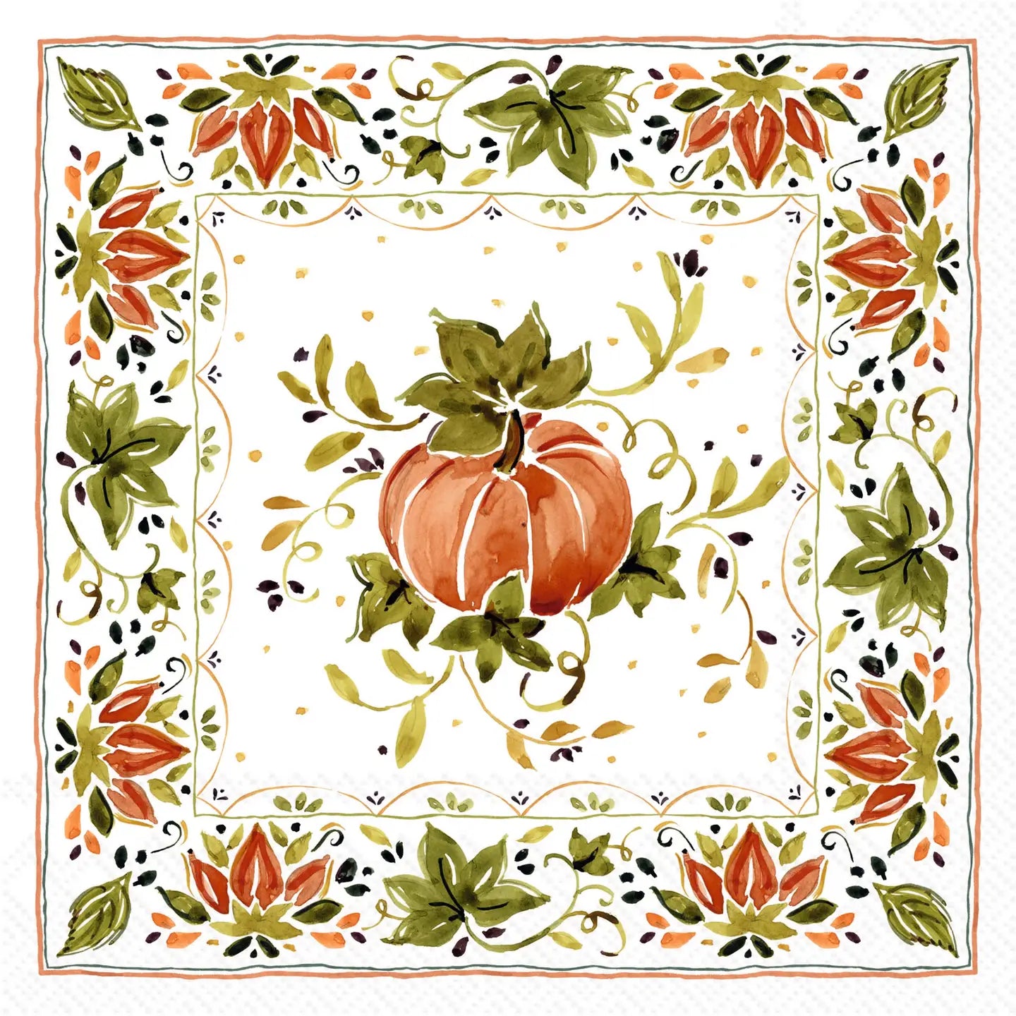 Pumpkins with Ornaments Luncheon Napkins