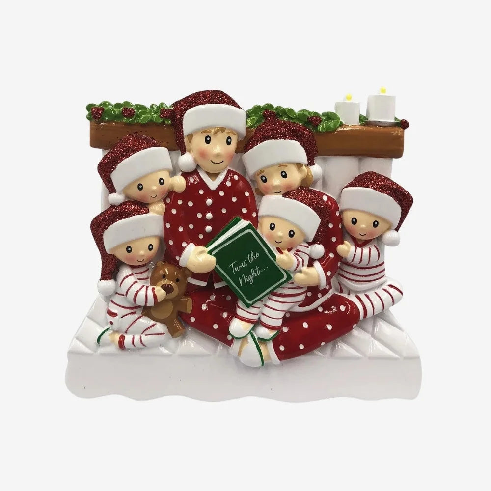 Family Reading in Bed Ornament- 6