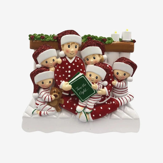 Family Reading in Bed Ornament- 6