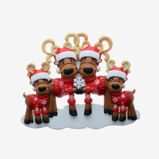 Mrs & Mrs Reindeer Ornament- Family of 4