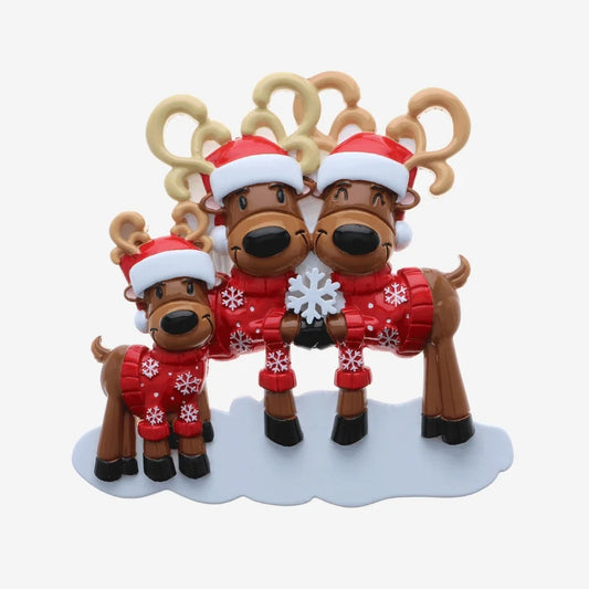Mrs & Mrs Reindeer Ornament- Family of 3