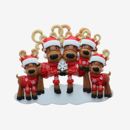 Mrs & Mrs Reindeer Ornament- Family of 5