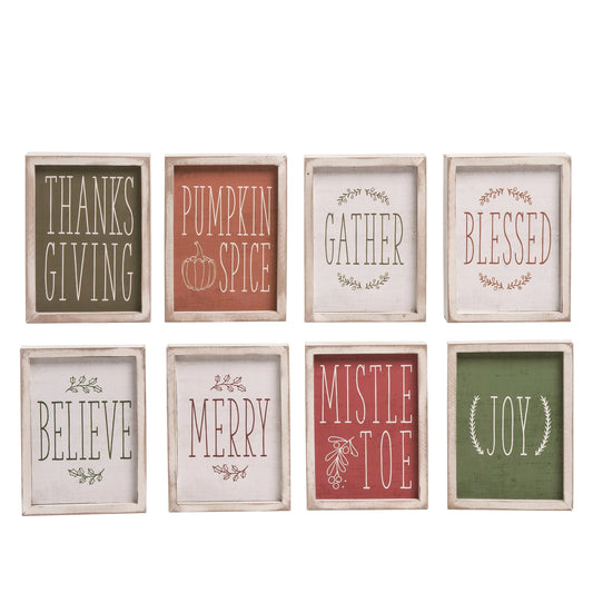 Fall/Christmas Reversible Signs - 4 styles