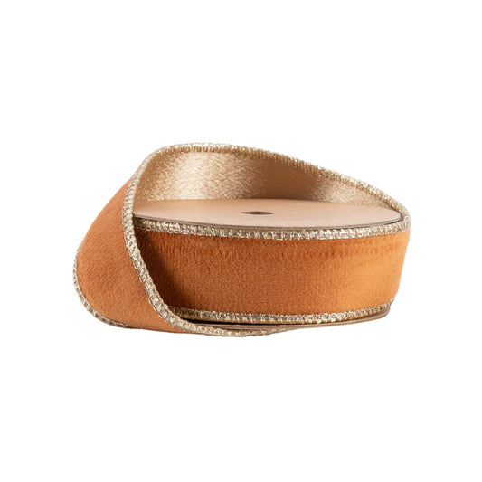 Reversible Velvet Wired Ribbon -1" Rust/Gold