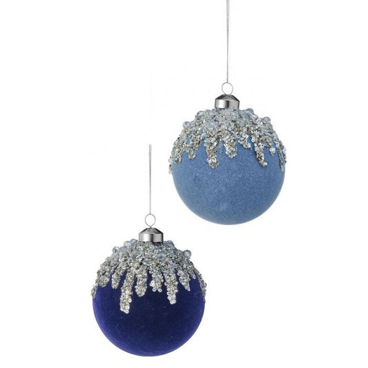 Velvet with Ice Sequin Ball Ornament - 2 colors