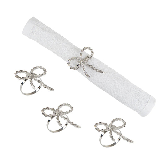 Silver Ribbon Napkin Ring - Set of 4